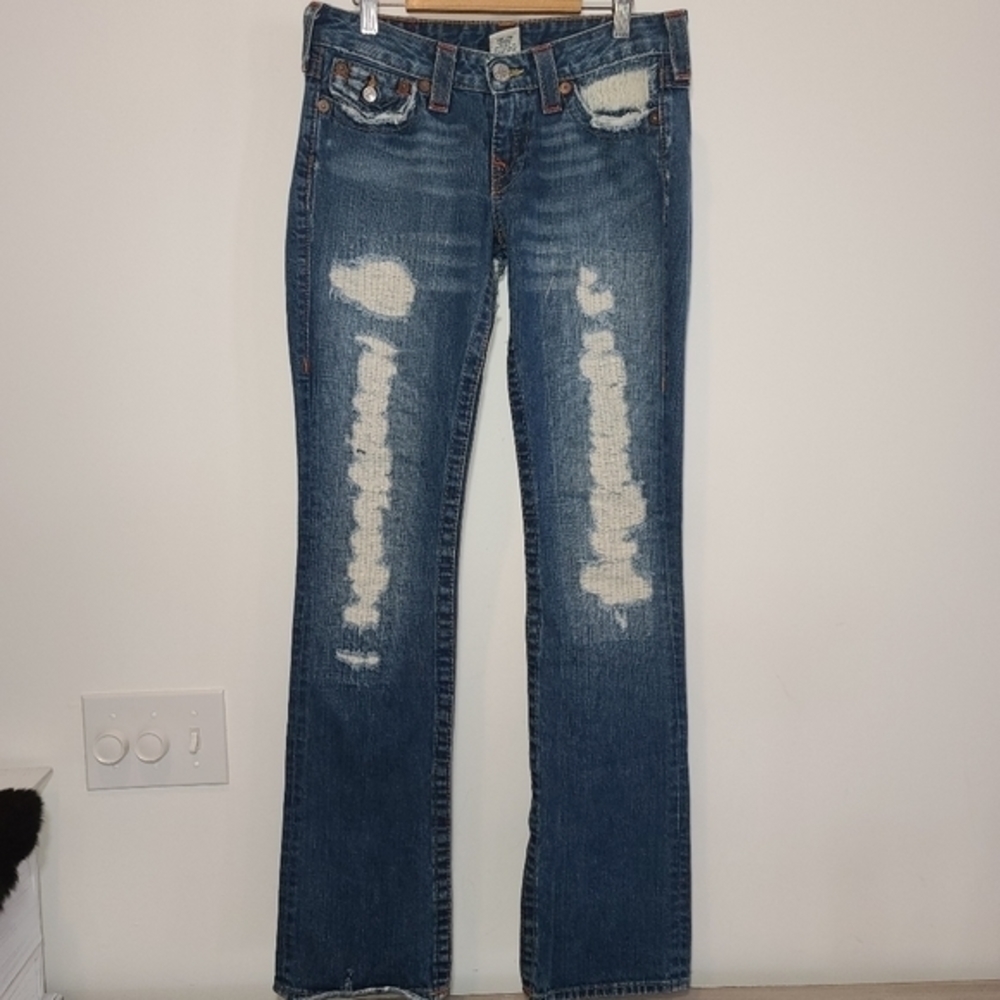 True Religion Shredded Billy Boot Cut Jeans